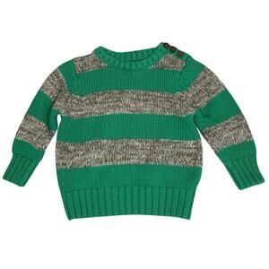 Old Navy Crew Neck Sweater Boys 12-18M | Green Gray Striped
